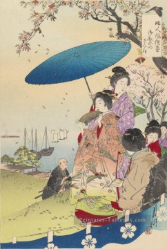 Geisha au printemps 1890 Ogata Gekko ukiyo e Peinture à l'huile